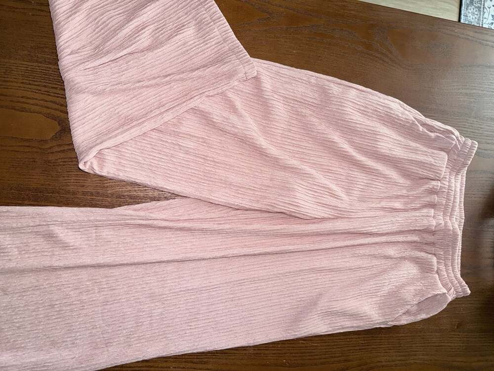 Dazy Pink Textured Wide Leg Pants Size M